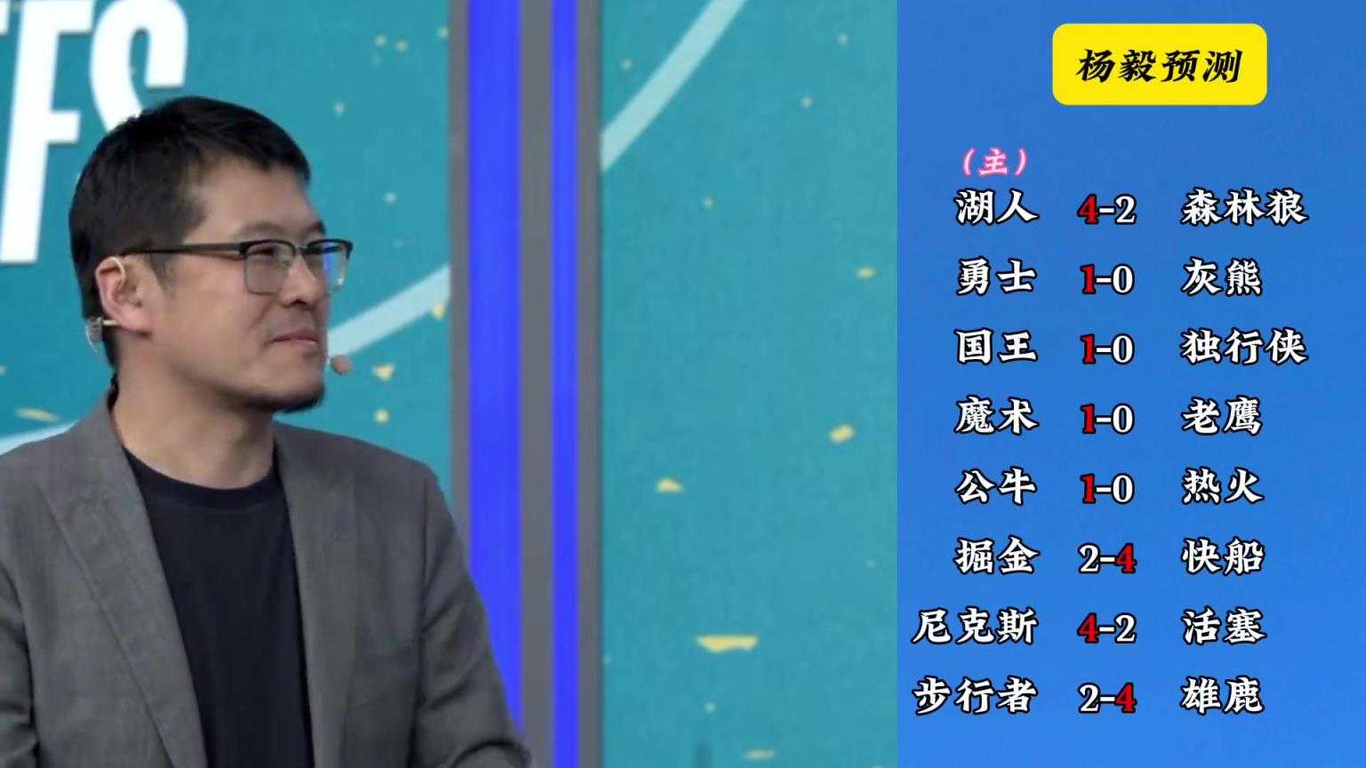 明燈來了！看看楊毅的季后賽預測：湖人4-2狼 快船4-2掘金